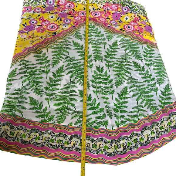 SALONI Zuri Handkerchief-hem Floral Silk Dress V Neckline Back Zip Sleeveless 10 - Picture 7 of 12